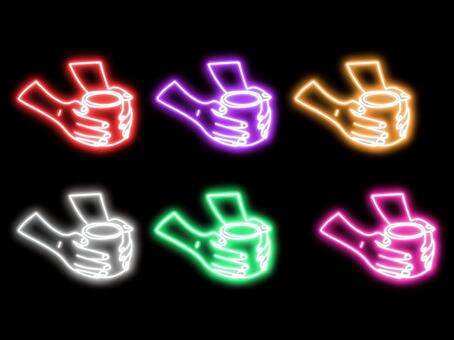 ネオンの陶芸 陶芸,手元,ろくろ,手作り,手描き,ネオン,ライト,光,灯,蛍光色のイラスト素材