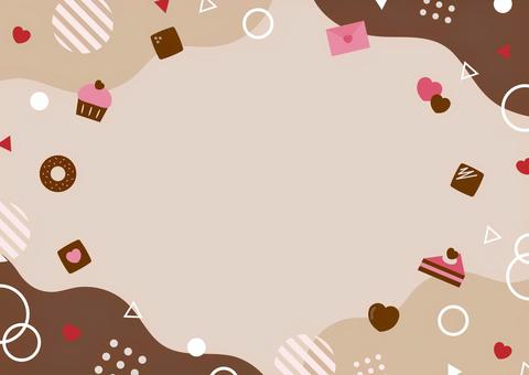 バレンタインのお菓子の幾何学フレーム02 バレンタイン,背景,フレーム,チョコレート,チョコ,ハート,かわいい,食べ物,2月,お菓子のイラスト素材