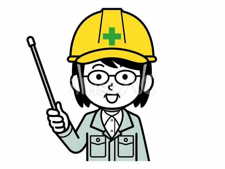 指し棒を持つ現場監督の中年女性 女性,中年,現場監督のイラスト素材