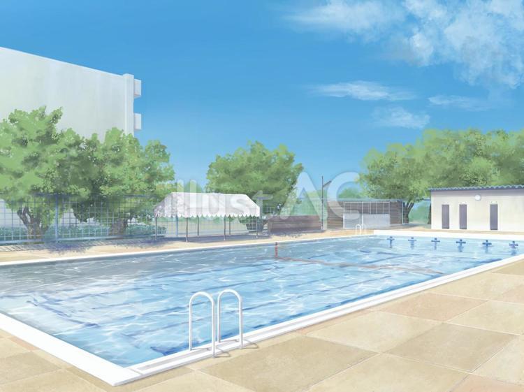 学校のプール　昼 プール,学校,体育のイラスト素材