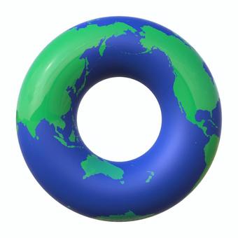 地図　ドーナッツ 地図,世界地図,変形,ドーナツ,大陸,海のイラスト素材