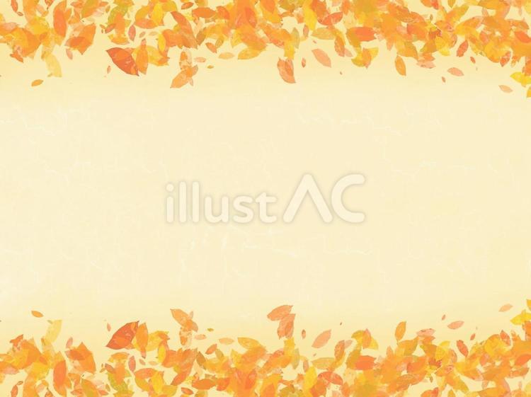 鮮やか秋の紅葉の落ち葉のフレーム　黄金色 秋,フレーム,背景のイラスト素材
