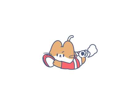 トライするラグビー選手 トライ,ラグビー,ねこ,選手,スポーツ,ラグビーボール,キャラクターのイラスト素材