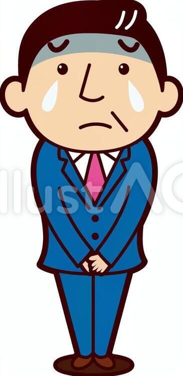 泣き顔の中年会社員 泣く,泣き顔,落ち込むのイラスト素材