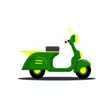 スクーター 029 スクーター,バイク,緑,二輪車,乗り物,シート,ホイール,ハンドル,ライト,キャリアのイラスト素材