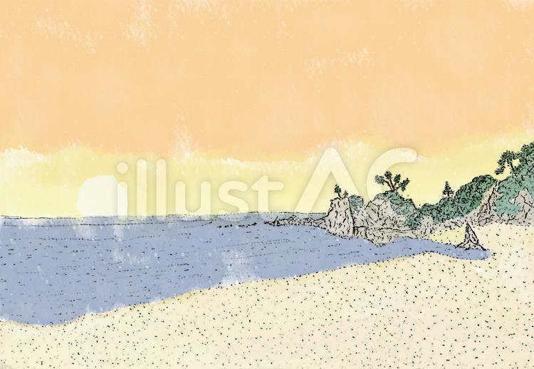 桂浜日の出前 桂浜,高知,土佐のイラスト素材