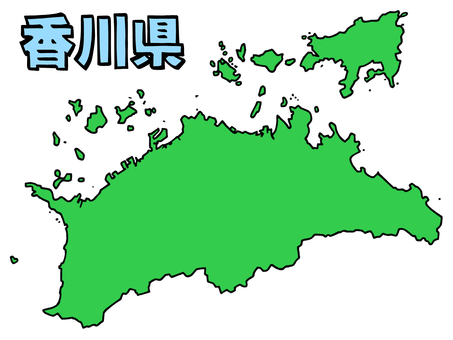 少しゆるい香川県地図 書き文字 香川県,香川,地図,四国,ゆるい,手描き,日本地図,線画,緑,日本のイラスト素材