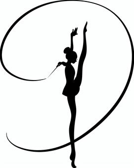 新体操リボン10 新体操,女性,スポーツ,ポーズ,リボン,シルエットのイラスト素材