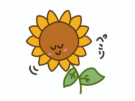 おじぎひまわり お辞儀,ひまわり,夏,花,ありがとう,感謝,丁寧,挨拶,背景透過,透過のイラスト素材