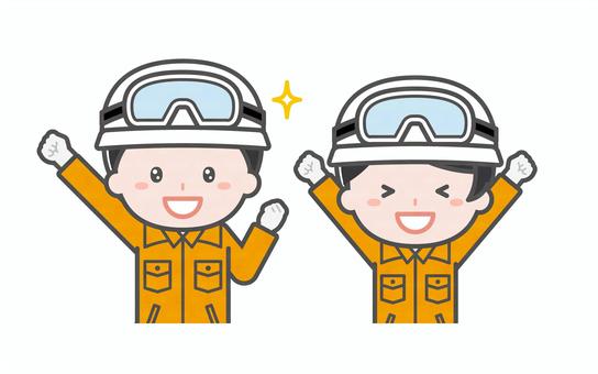 ミニ_2人_レスキュー隊員の男女03 男性,女性,大人,職業,仕事,レスキュー隊,救助,救急,救命,捜索のイラスト素材