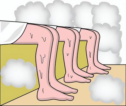 サウナイメージ　 サウナ,イメージ,足,客,並ぶ,個室,湯気,高温,スチーム,設備のイラスト素材