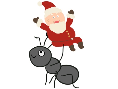 サンタを運ぶ蟻 サンタを運ぶ蟻 蟻,サンタ,サンタクロース,クリスマス,イラスト,挿し絵,シンプル,素材,insect,手書きのイラスト素材