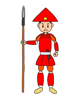戦国時代の足軽 足軽,侍,武士,鎧武者,戦士,兵士,日本,和風,歴史,日本史のイラスト素材