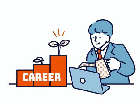 キャリアを育てる男性 キャリア,スキル,アップ,経歴,経験,仕事,プロジェクト,将来,未来,実績のイラスト素材