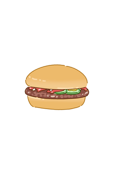 ハンバーガー ハンバーガー,バーガー,1個,デフォルメ,ファーストフードのイラスト素材