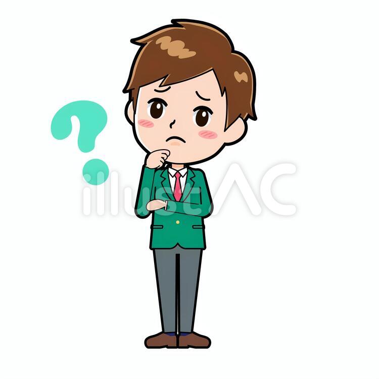 学生ブレザー男性　疑問 男性,人物,学生のイラスト素材