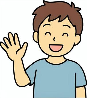 手を振る少年 男の子,挨拶,こんにちは,友達,学校のイラスト素材