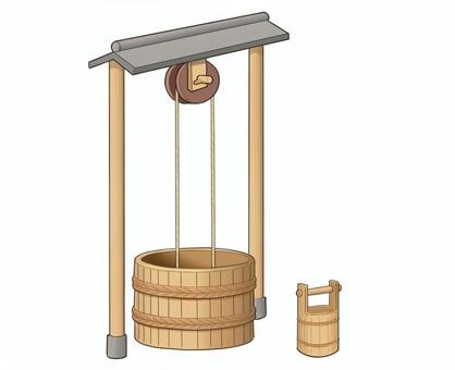 江戸時代　つるべ井戸 井戸,江戸時代,つるべ,古い,水,桶,木のイラスト素材