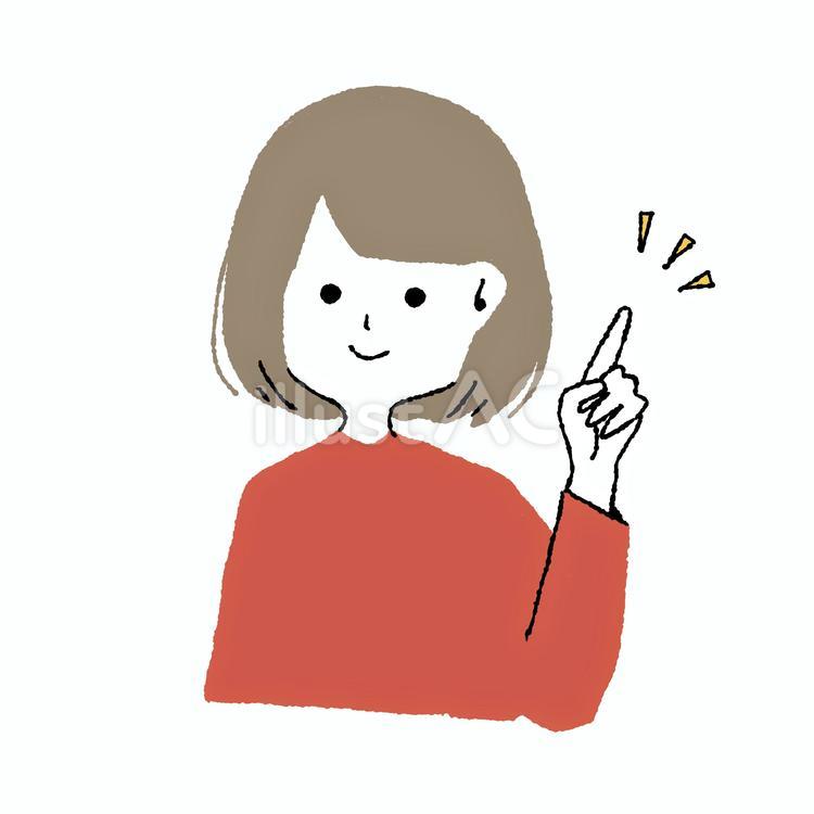 指さしをして説明する女性 人物,女性,上半身のイラスト素材