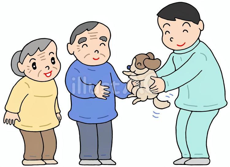 動物介在活動・要介護者・QOL向上 動物介在活動,要介護者,qol向上のイラスト素材