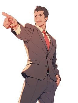 Illustration, male, suit, pointing out, 