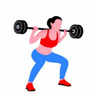 ウェイトリフティング 002 筋トレ,スクワット,バーベル,トレーニング,女性,フィットネス,運動,エクササイズ,ジム,重りのイラスト素材