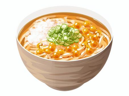 なめこおろしうどん うどん,なめこ,大根おろし,麺類,料理,食べ物,ネギ,どんぶりのイラスト素材