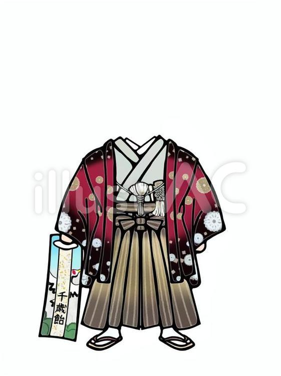 顔写真合成用衣装（七五三、５才、千歳飴） 七五三,子供,顔ハメのイラスト素材