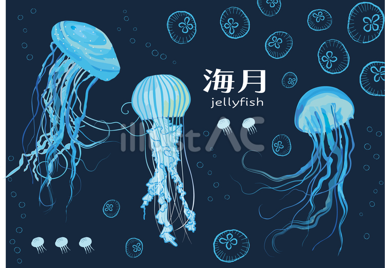 海月と散布ブラシ2個 クラゲ,海,泡のイラスト素材