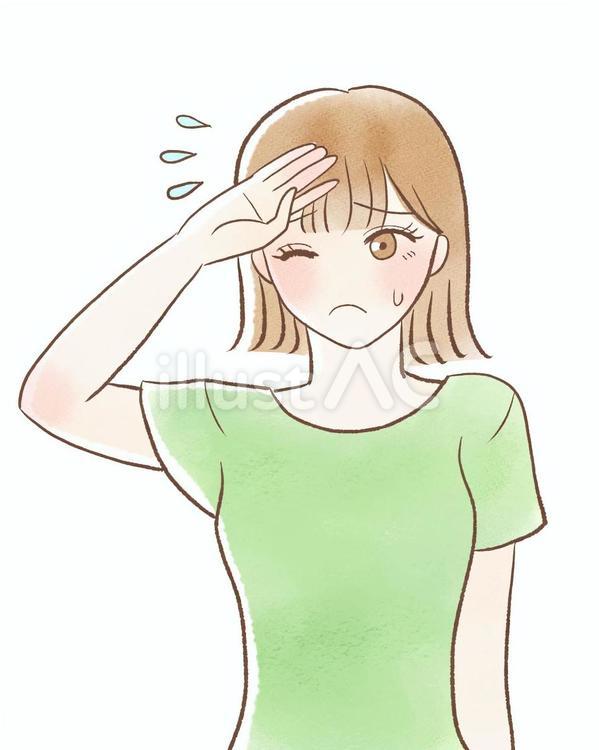 夏　汗をかく　女性 夏,なつ,summerのイラスト素材