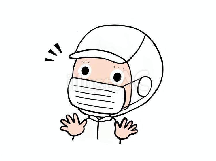びっくり驚く給食のおばちゃん 給食,調理師,栄養士のイラスト素材