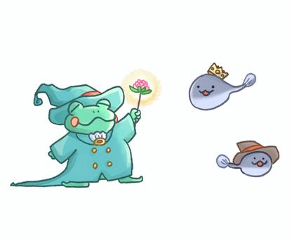 カエルの魔法使い モンスター,trpg,rpg,ゲーム,魔物,フリーゲーム,キャラクター,デザイン,かわいい,手描きのイラスト素材