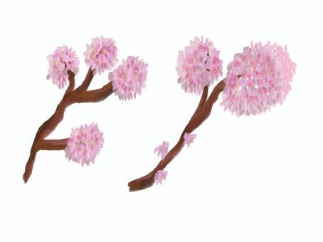 桜の油彩イラスト 桜,油彩,桜の木,挿絵,切り抜き,装飾,かわいい,ピンク,春,卒業式のイラスト素材