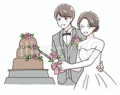 披露宴のケーキ入刀のイラスト