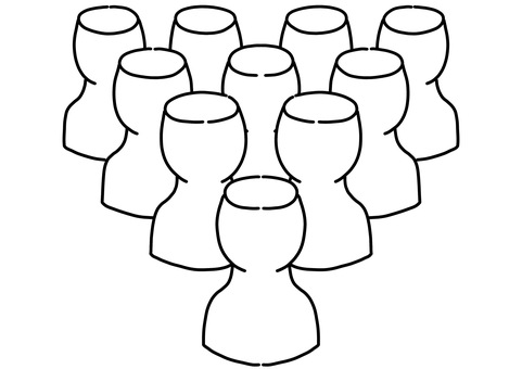 コカボムグラスを平に三角に並べる線画 コカボム,グラス,ショット,複数,線画のイラスト素材