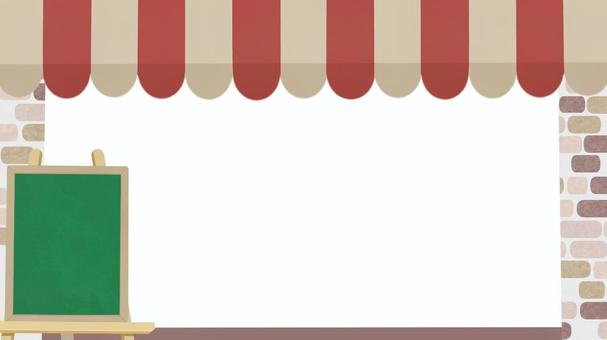 お店屋さん テント屋根 黒板 フレーム お店屋さん テント屋根 黒板 フレーム カフェ,背景,フレーム,屋根,看板,黒板,イーゼル,レンガ,レストラン,チラシのイラスト素材