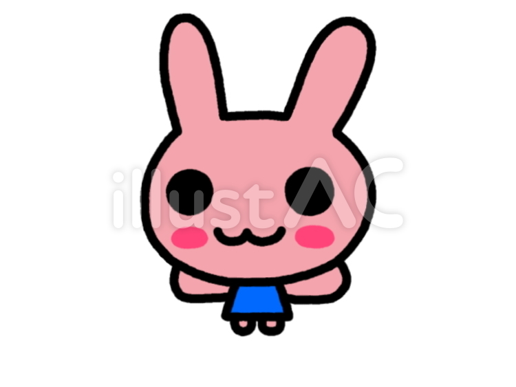 うさぎちゃん　青 うさぎ,兎,ウサギのイラスト素材