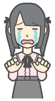  地雷系女子-204-バスト 涙,地雷系,女性,女の子,ツインテール,人物,かわいい,号泣,泣く,悲しむのイラスト素材