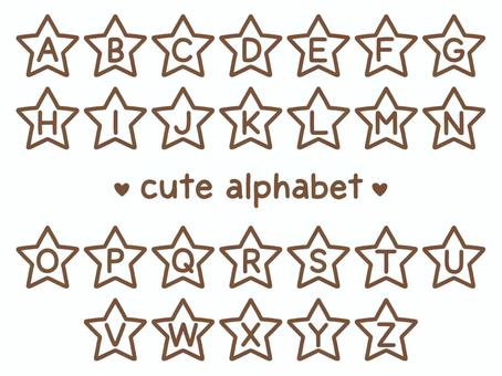 かわいい手描きのアルファベット（星枠） アルファベット,英語,大文字,星,スター,枠,星枠,セット,素材,パーツのイラスト素材