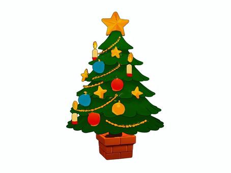 冬の年末のオーナメントとクリスマスツリー