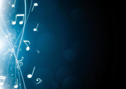 エレガントな曲線と音符の青色の背景素材
