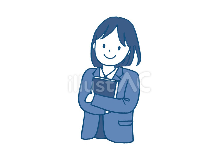 教科書を持っている女子高校生（青） 高校生,中学生,学生のイラスト素材