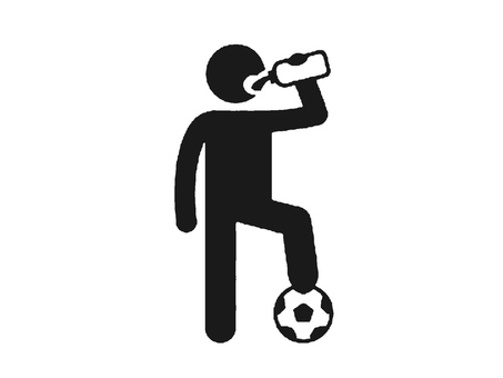 サッカー中に水分補給をするシルエット サッカー,水分補給,水,給水,飲み物,ドリンク,ペットボトル,スポーツドリンク,フットボール,サッカー選手のイラスト素材