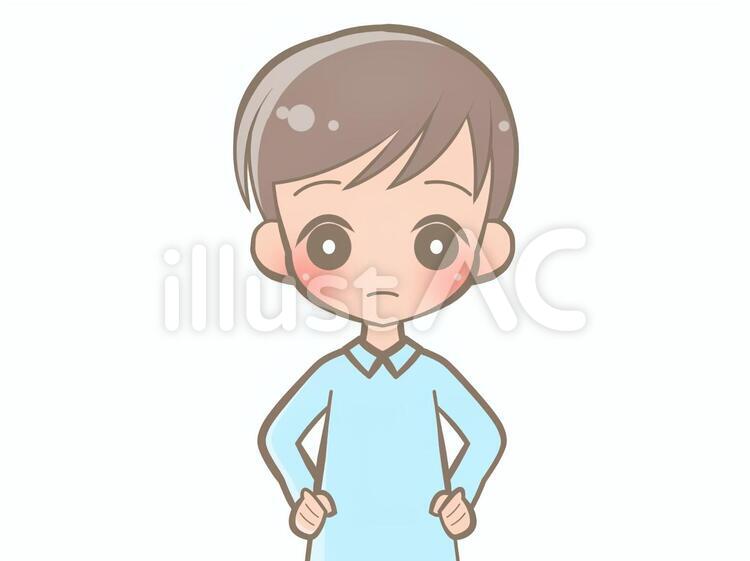男性-腰に手-無表情210127 男性,無表情,お兄さんのイラスト素材
