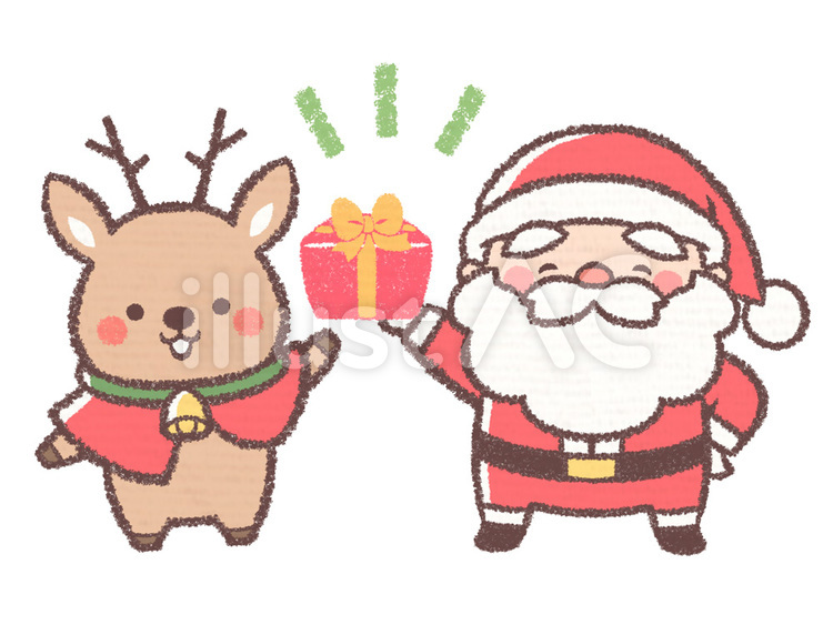 プレゼントとサンタとトナカイ-修正版 クリスマス,12月,冬のイラスト素材