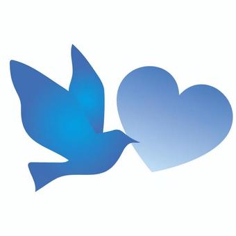 ハートと青い鳥 鳥,青い鳥,ハート,飛ぶ,シンプルのイラスト素材