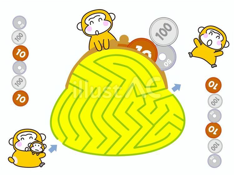 がま口の迷路 迷路,楽しい,かわいいのイラスト素材