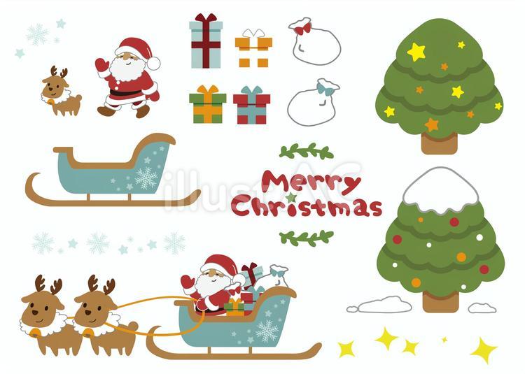 ＜線無し＞クリスマスパーツ素材 クリスマス,あしらい,プレゼントのイラスト素材