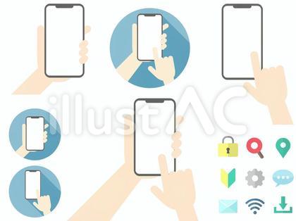 スマホを操作する手のセット