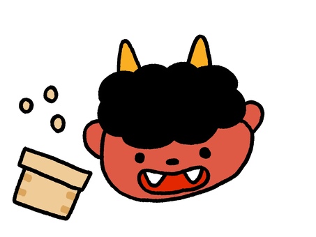 2月のカレンダー挿絵（月なし） ２月,豆まき,節分,鬼,カレンダー,暦,月,年間,スケジュール,季節のイラスト素材